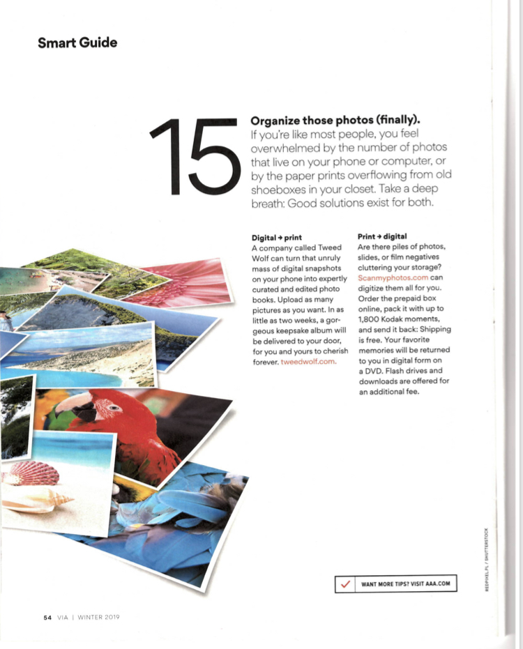 AAA's Via Magazine Recommends ScanMyPhotos