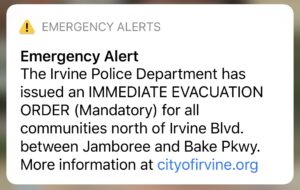 Irvine Emergency Evacuation Alert