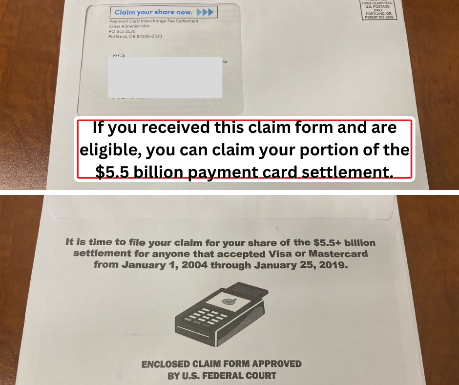 If you received this claim form and are eligible, you can claim your portion of the $5.5 billion payment card settlement.