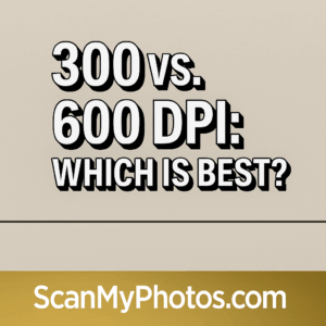 Learn the real difference between 300 and 600 DPI photo scanning so your family memories look perfect.