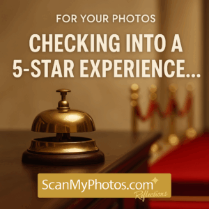 Most old photos end up forgotten in shoeboxes. But digitizing them should feel like checking into a luxury hotel… warm welcome, white-glove care, and memories treated like treasures.