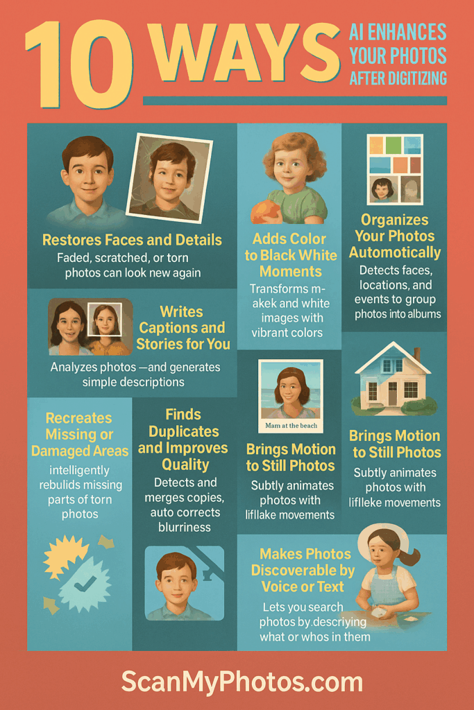 How AI tools enhance pictures once digitized. 