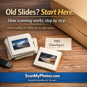 Learn how to safely mail old 35mm slides, choose the right dpi, and get your originals returned digitally. Learn how to safely mail old 35mm slides, choose the right dpi, and get your originals returned digitally.