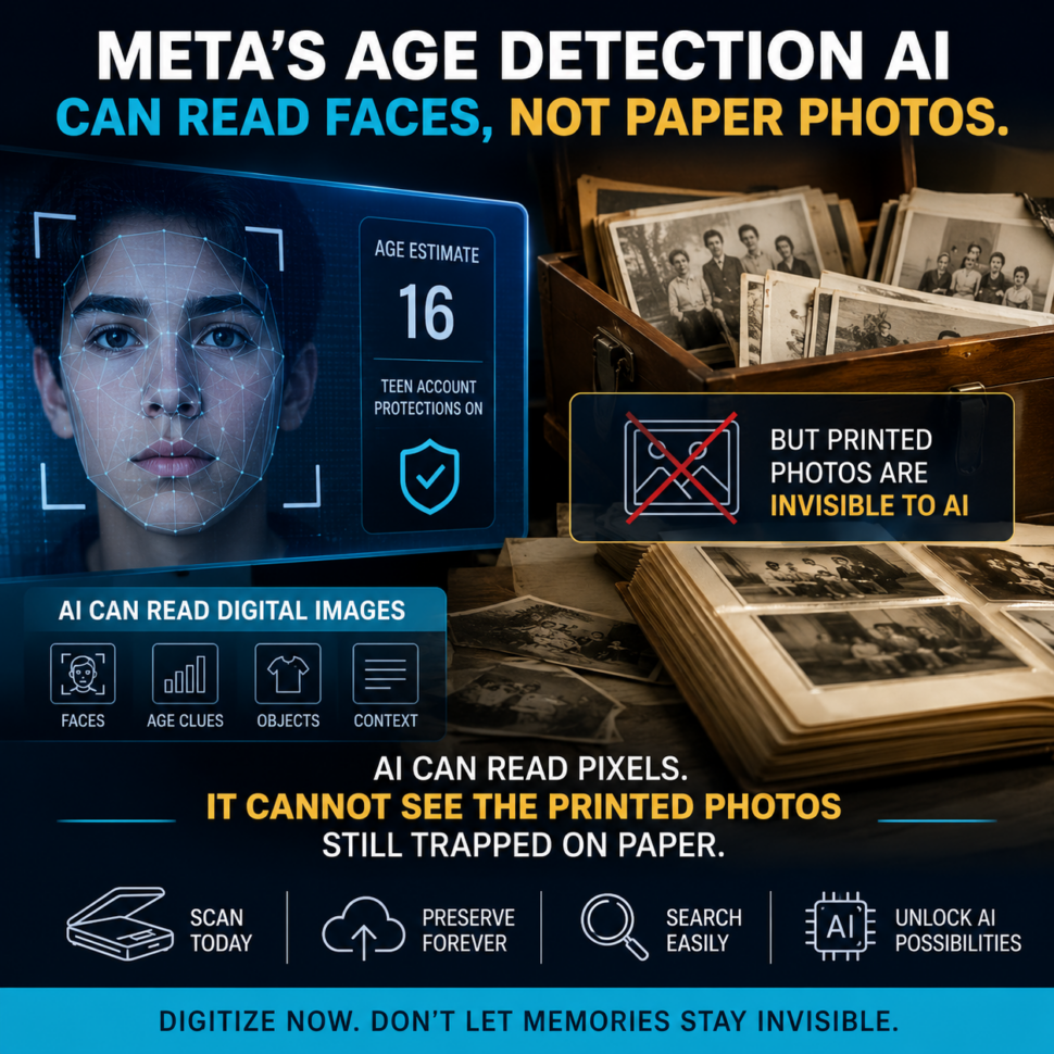 Meta Age Detection AI Shows Why Printed Family Photos Still Remain Invisible to Modern AI Tools