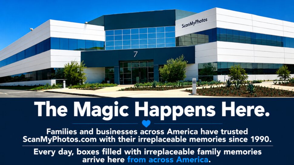 The Magic Happens Here at ScanMyPhotos.com Exterior of the ScanMyPhotos.com headquarters, where family photos, slides, negatives, videotapes, and film from across America are professionally digitized and preserved.